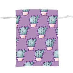 Seamless Pattern Patches Cactus Pots Plants  Lightweight Drawstring Pouch (xl) by Vaneshart