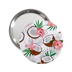 Seamless Pattern Coconut Piece Palm Leaves With Pink Hibiscus 2.25  Handbag Mirrors Front