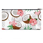 Seamless Pattern Coconut Piece Palm Leaves With Pink Hibiscus Pencil Cases Back