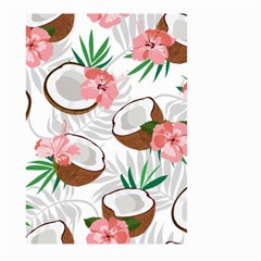 Seamless Pattern Coconut Piece Palm Leaves With Pink Hibiscus Large Garden Flag (two Sides) by Vaneshart