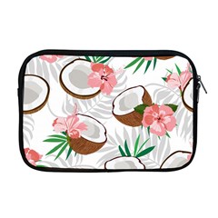 Seamless Pattern Coconut Piece Palm Leaves With Pink Hibiscus Apple Macbook Pro 17  Zipper Case by Vaneshart