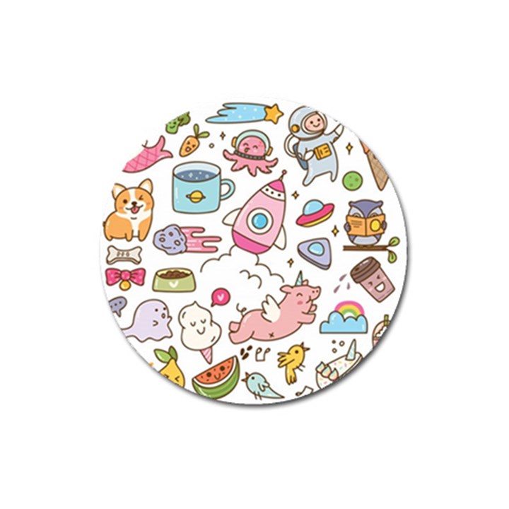 Set Kawaii Doodles Magnet 3  (Round)