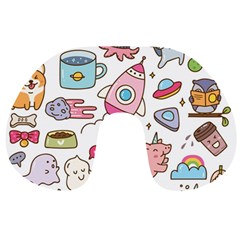 Set Kawaii Doodles Travel Neck Pillow by Vaneshart