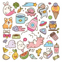 Set Kawaii Doodles Wooden Puzzle Square by Vaneshart