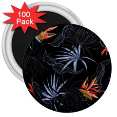 Exotic Flower Leaves Seamless Pattern 3  Magnets (100 Pack) by Vaneshart