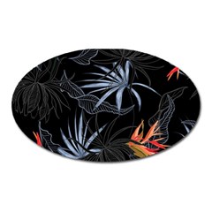 Exotic Flower Leaves Seamless Pattern Oval Magnet by Vaneshart