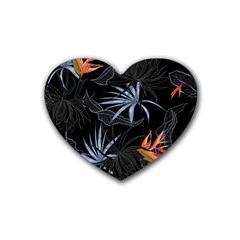 Exotic Flower Leaves Seamless Pattern Rubber Coaster (heart)  by Vaneshart