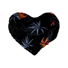 Exotic Flower Leaves Seamless Pattern Standard 16  Premium Flano Heart Shape Cushions by Vaneshart