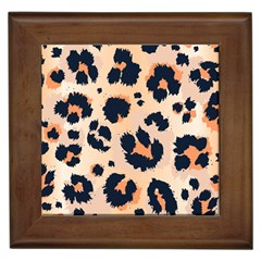 Leopard Pattern Funny Drawing Seamless Pattern Framed Tile by Vaneshart