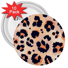 Leopard Pattern Funny Drawing Seamless Pattern 3  Buttons (10 Pack)  by Vaneshart