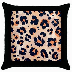 Leopard Pattern Funny Drawing Seamless Pattern Throw Pillow Case (black) by Vaneshart