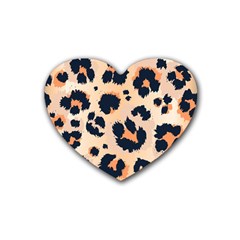 Leopard Pattern Funny Drawing Seamless Pattern Heart Coaster (4 Pack)  by Vaneshart