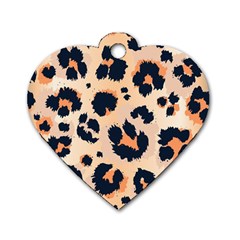 Leopard Pattern Funny Drawing Seamless Pattern Dog Tag Heart (two Sides) by Vaneshart