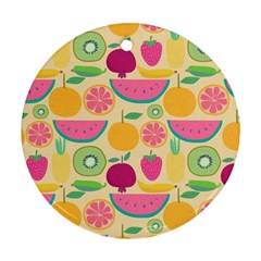 Seamless Pattern With Fruit Vector Illustrations Gift Wrap Design Ornament (round) by Vaneshart