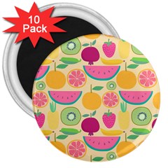 Seamless Pattern With Fruit Vector Illustrations Gift Wrap Design 3  Magnets (10 Pack)  by Vaneshart