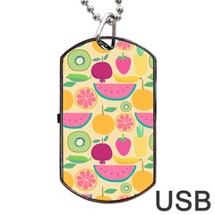 Seamless Pattern With Fruit Vector Illustrations Gift Wrap Design Dog Tag Usb Flash (two Sides) by Vaneshart