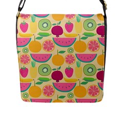 Seamless Pattern With Fruit Vector Illustrations Gift Wrap Design Flap Closure Messenger Bag (l) by Vaneshart