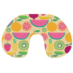 Seamless Pattern With Fruit Vector Illustrations Gift Wrap Design Travel Neck Pillow by Vaneshart