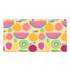 Seamless Pattern With Fruit Vector Illustrations Gift Wrap Design Satin Shawl by Vaneshart