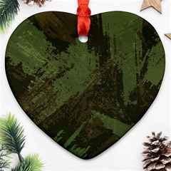 Camouflage Brush Strokes Background Ornament (heart) by Vaneshart