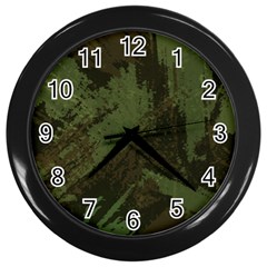 Camouflage Brush Strokes Background Wall Clock (black) by Vaneshart