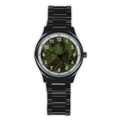 Camouflage Brush Strokes Background Stainless Steel Round Watch by Vaneshart