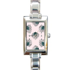 Green Tropical Leaves Seamless Pattern Rectangle Italian Charm Watch by Vaneshart