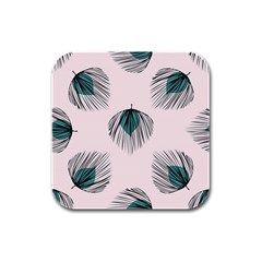 Green Tropical Leaves Seamless Pattern Rubber Square Coaster (4 Pack)  by Vaneshart