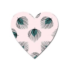 Green Tropical Leaves Seamless Pattern Heart Magnet by Vaneshart