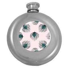 Green Tropical Leaves Seamless Pattern Round Hip Flask (5 Oz)