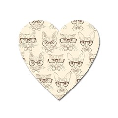 Seamless Pattern Hand Drawn Cats With Hipster Accessories Heart Magnet by Vaneshart