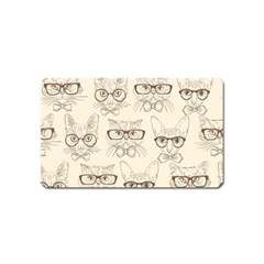 Seamless Pattern Hand Drawn Cats With Hipster Accessories Magnet (name Card) by Vaneshart