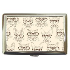 Seamless Pattern Hand Drawn Cats With Hipster Accessories Cigarette Money Case by Vaneshart