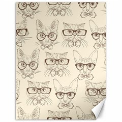 Seamless Pattern Hand Drawn Cats With Hipster Accessories Canvas 12  X 16  by Vaneshart