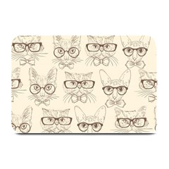 Seamless Pattern Hand Drawn Cats With Hipster Accessories Plate Mats by Vaneshart