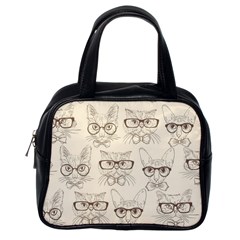 Seamless Pattern Hand Drawn Cats With Hipster Accessories Classic Handbag (one Side) by Vaneshart