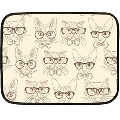 Seamless Pattern Hand Drawn Cats With Hipster Accessories Fleece Blanket (mini) by Vaneshart