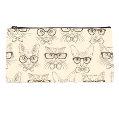 Seamless Pattern Hand Drawn Cats With Hipster Accessories Pencil Cases