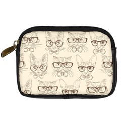 Seamless Pattern Hand Drawn Cats With Hipster Accessories Digital Camera Leather Case by Vaneshart