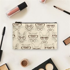 Seamless Pattern Hand Drawn Cats With Hipster Accessories Cosmetic Bag (small) by Vaneshart