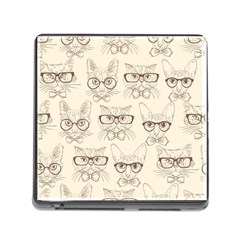 Seamless Pattern Hand Drawn Cats With Hipster Accessories Memory Card Reader (square 5 Slot) by Vaneshart