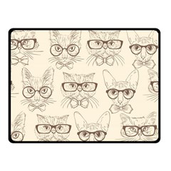 Seamless Pattern Hand Drawn Cats With Hipster Accessories Fleece Blanket (small) by Vaneshart