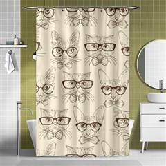 Seamless Pattern Hand Drawn Cats With Hipster Accessories Shower Curtain 48  X 72  (small)  by Vaneshart