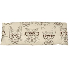 Seamless Pattern Hand Drawn Cats With Hipster Accessories Body Pillow Case (dakimakura) by Vaneshart