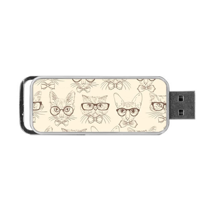 Seamless Pattern Hand Drawn Cats With Hipster Accessories Portable USB Flash (Two Sides)