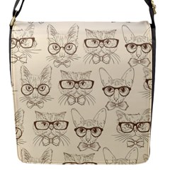 Seamless Pattern Hand Drawn Cats With Hipster Accessories Flap Closure Messenger Bag (s) by Vaneshart