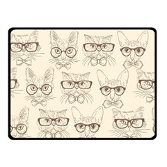 Seamless Pattern Hand Drawn Cats With Hipster Accessories Double Sided Fleece Blanket (small)  by Vaneshart