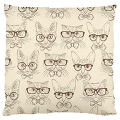 Seamless Pattern Hand Drawn Cats With Hipster Accessories Standard Flano Cushion Case (one Side) by Vaneshart