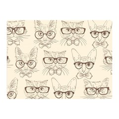 Seamless Pattern Hand Drawn Cats With Hipster Accessories Double Sided Flano Blanket (mini)  by Vaneshart