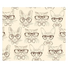 Seamless Pattern Hand Drawn Cats With Hipster Accessories Double Sided Flano Blanket (small)  by Vaneshart